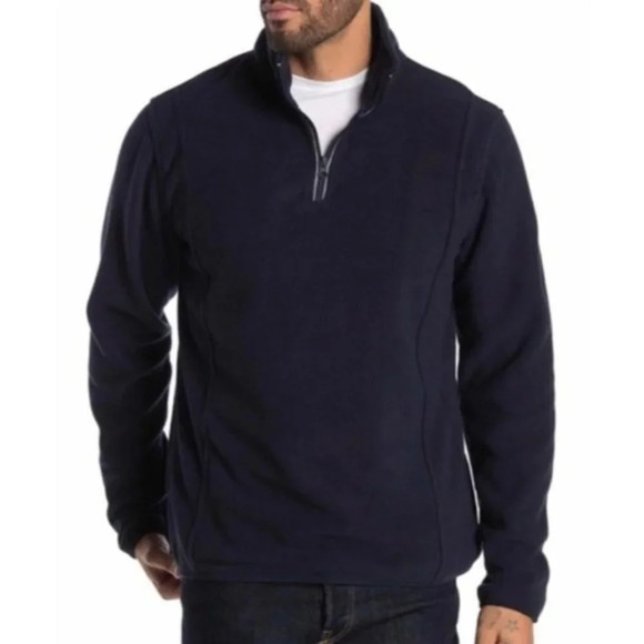 Vintage 1946 Partial Zip Fleece Knit Sweater in Mood Indigo Size L‎ NWT - Picture 1 of 8